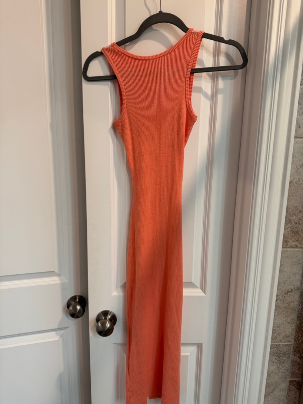 Ribbed Tank Maxi Dress in Coral